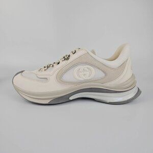 GUCCI Run GG White/Beige Leather Low Top Sneakers UK Size 6.5